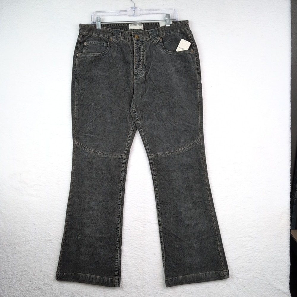 NWT Free People We The Free Flora Bootcut Corduroy Pants Womens 32 Vintage Green